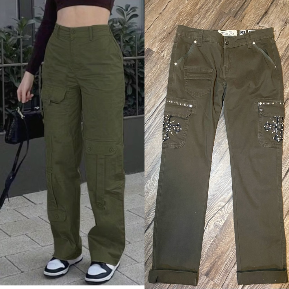 Miss Me Olive Cargo Pants
